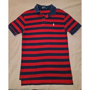 Polo by Ralph Lauren Men's Small Red & Navy Blue Horizontal Striped Polo